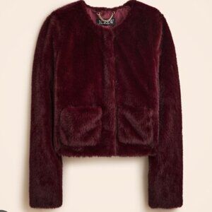 J.Crew Burgundy Faux Fur Jacket